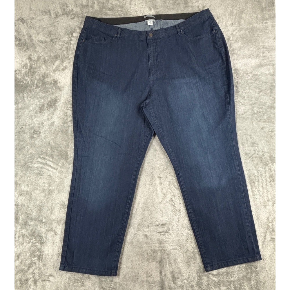 Catherines The Universal Fit Jeans Womens 28W Blue Stretch Denim Straight Leg